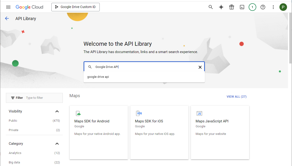 Google Drive API search result