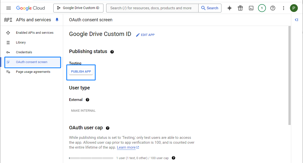 Publish app confirmation in Google Cloud
