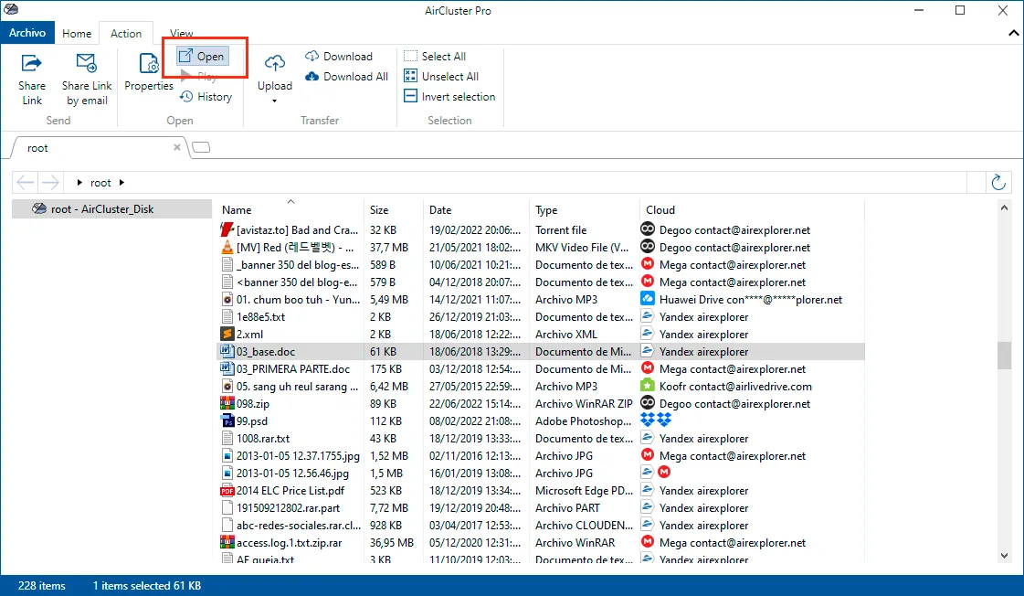 Abrir y editar archivos en Air Cluster