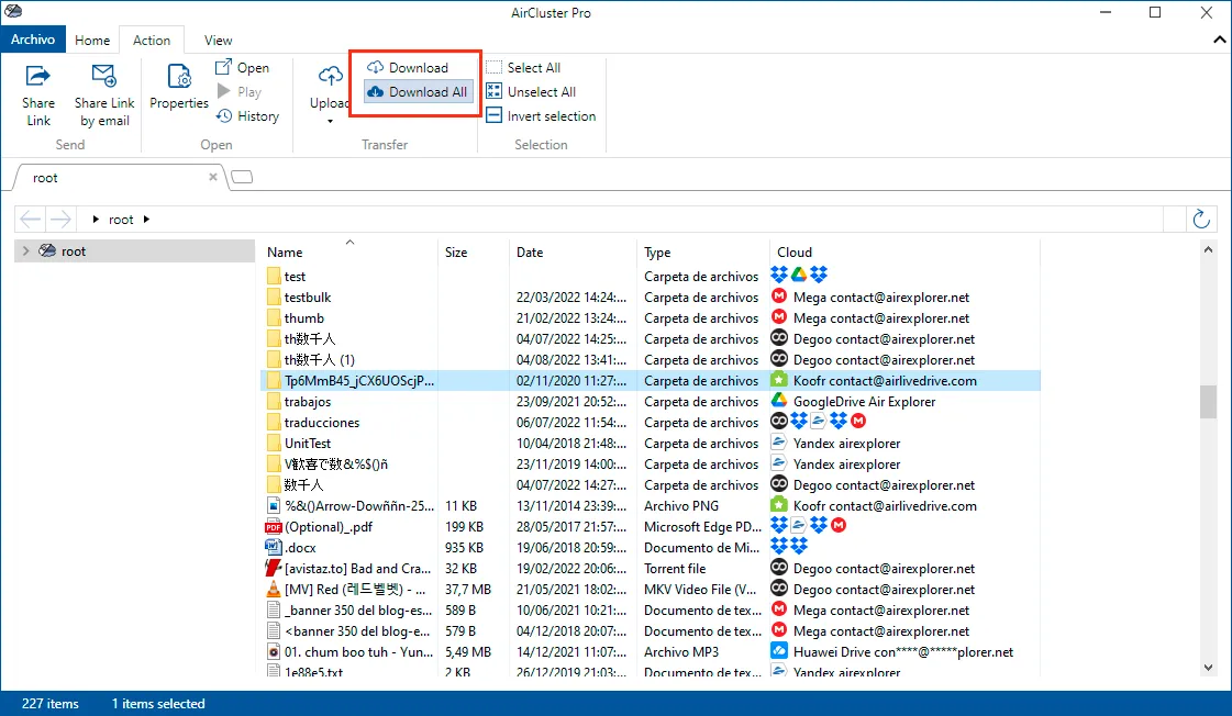 Descargar archivos con Air Clsuter
