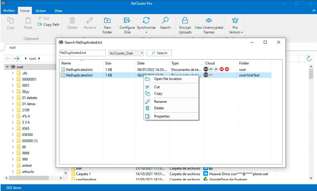 Delete duplicate files with the search tool of Air Clsuter