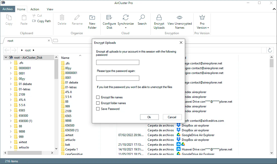 Sube los archivos encriptados a la nube con Air Cluster