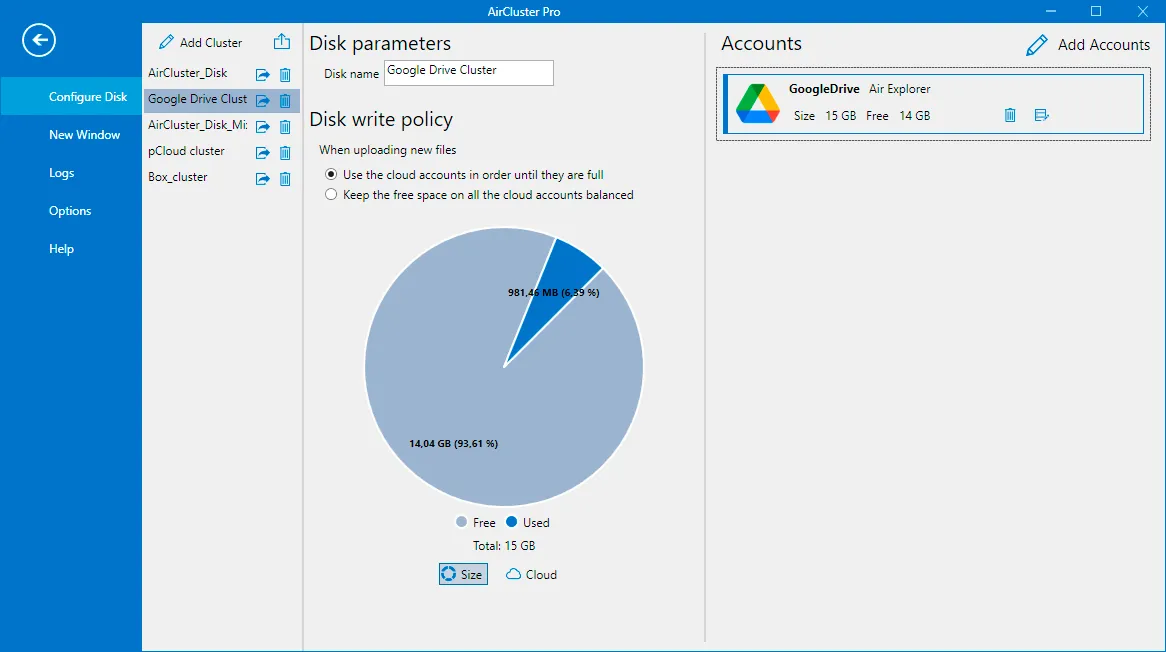 Agregue cuentas de Google Drive a Air Cluster