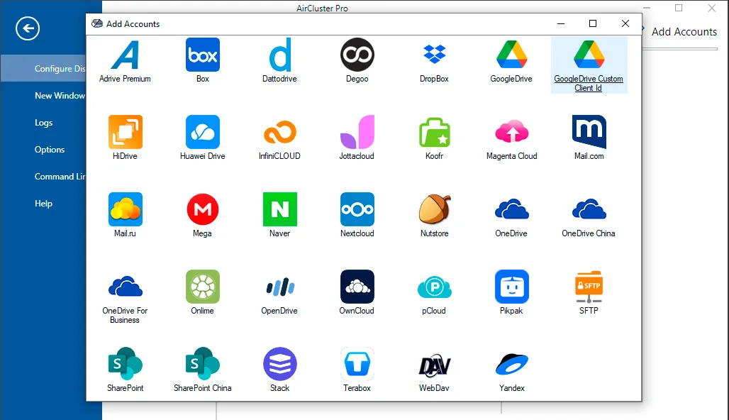 Air Clsuter supports dozens of cloud services and allows you to combine multiple accounts from each provider.