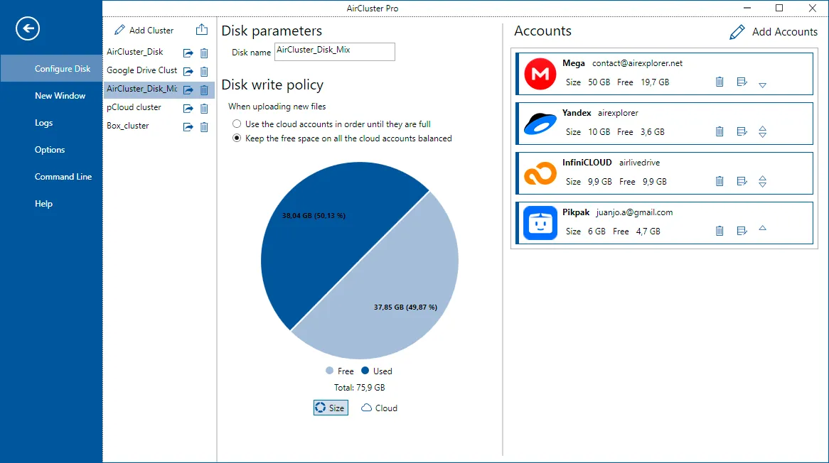 Gestiona tus cuentas de PikPak en Air Cluster