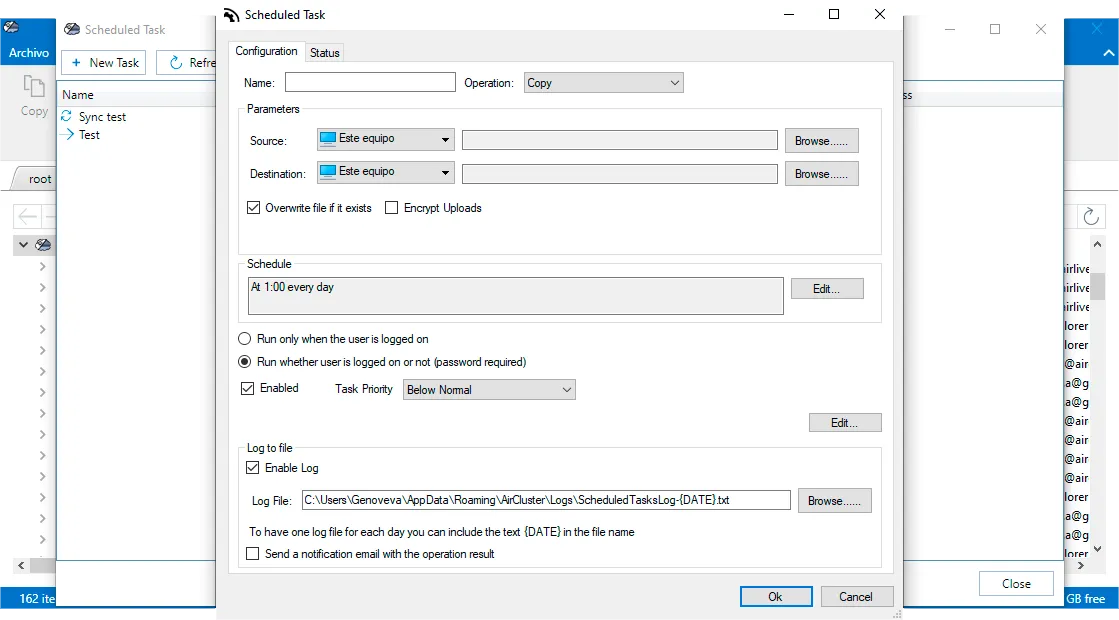 Configure Frequency and Logs in Air Explorer