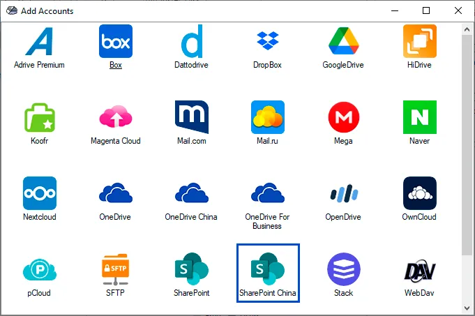 Sharepoint for China para crear backups