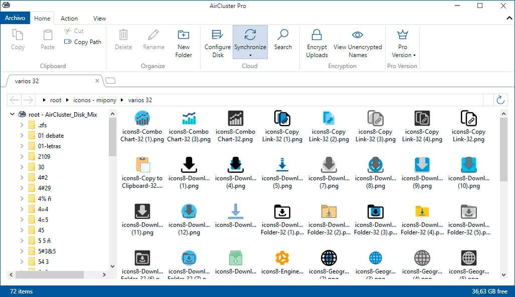 Encrypted synchronization to save files in the cloud with Air Cluster
