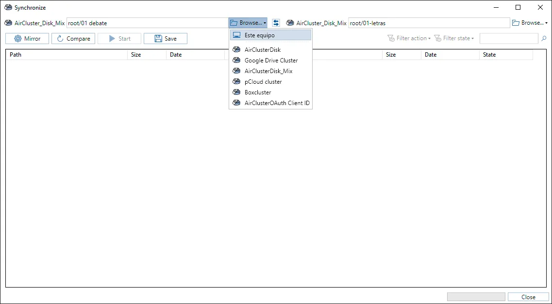 Configure your encrypted synchronization to save files in the cloud