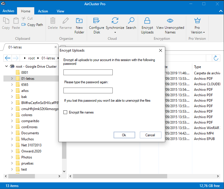 Añade una contraseña al encriptar archivos al subirlos a la nube