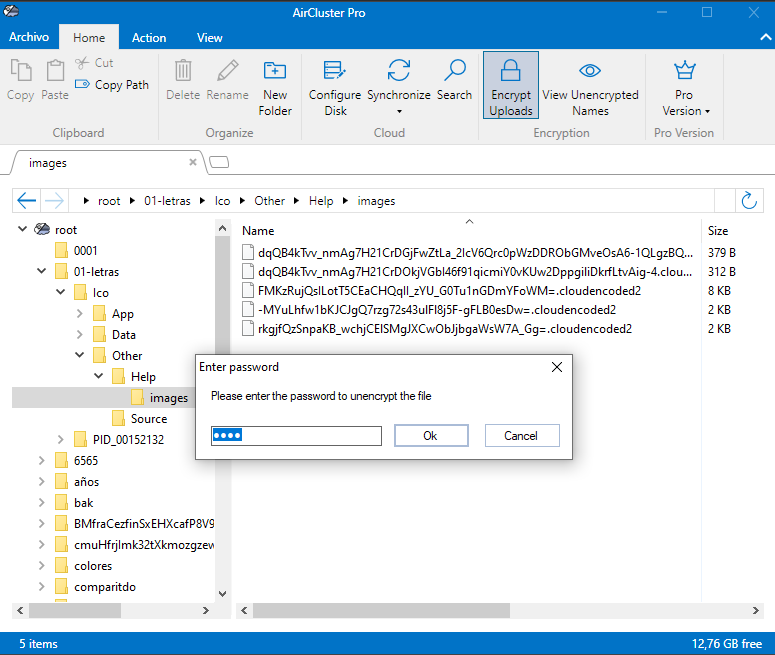 Para ver el nombre original del archivo puedes hacer click en Ver nombres desencriptados.