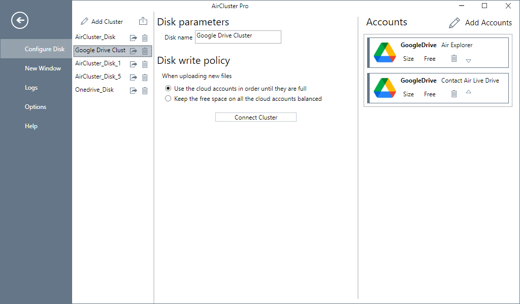 Suma tus cuentas de Google Drive y OneDrive en Air Cluster