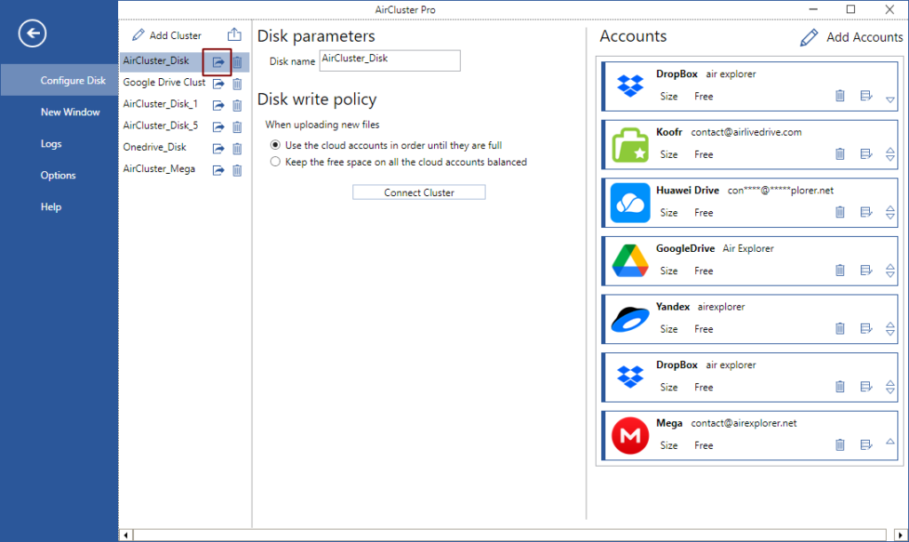 Crea el cluster e importa tus cuentas