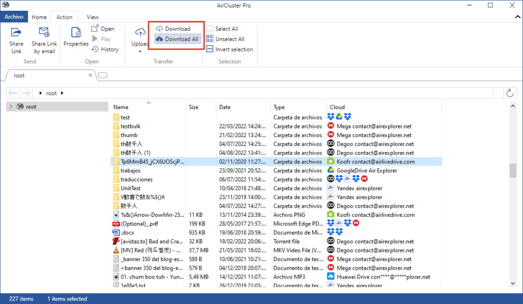 Descargar archivos con Air Clsuter
