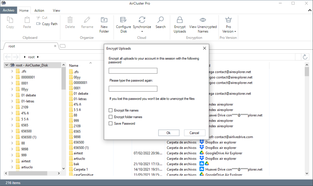 Sube los archivos encriptados a la nube con Air Cluster
