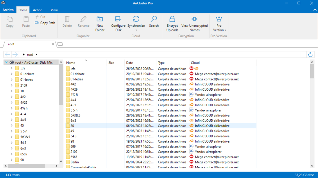 Transferir archivos entre tu almacenamiento local e InfiniCLOUD