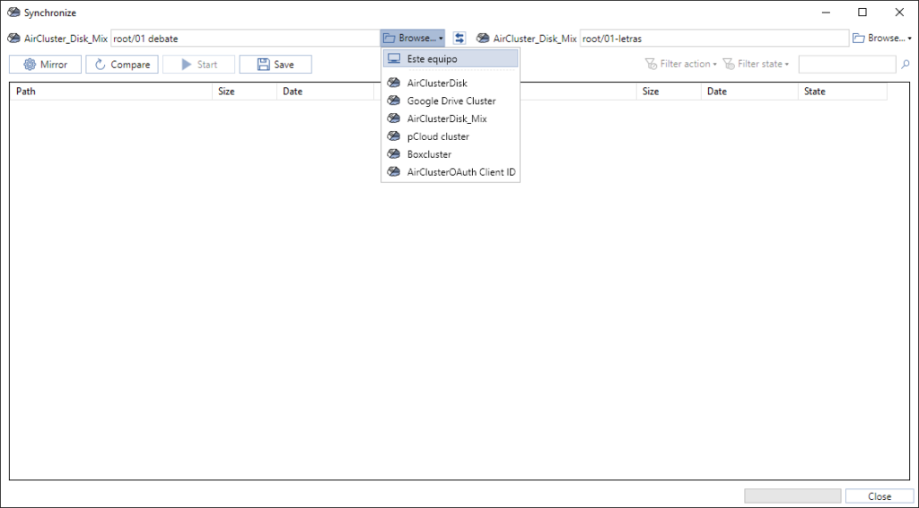 Configura Air Cluster para sincronizaciones encriptadas